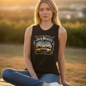 Jack Daniels Black and Gold Women's Muscle Tee